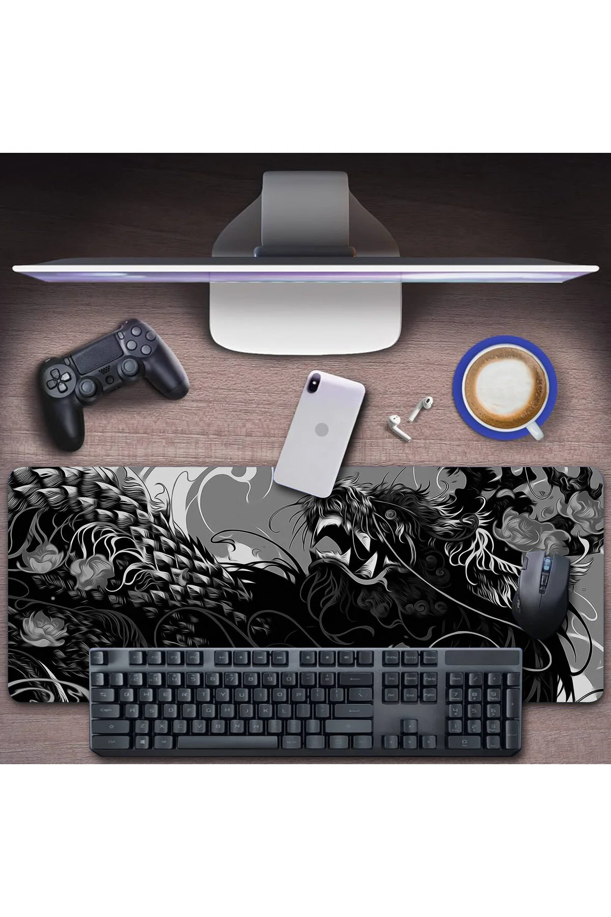 Black Dragon Gaming Mouse Pad – XL Geniş Yüzey - 70x30