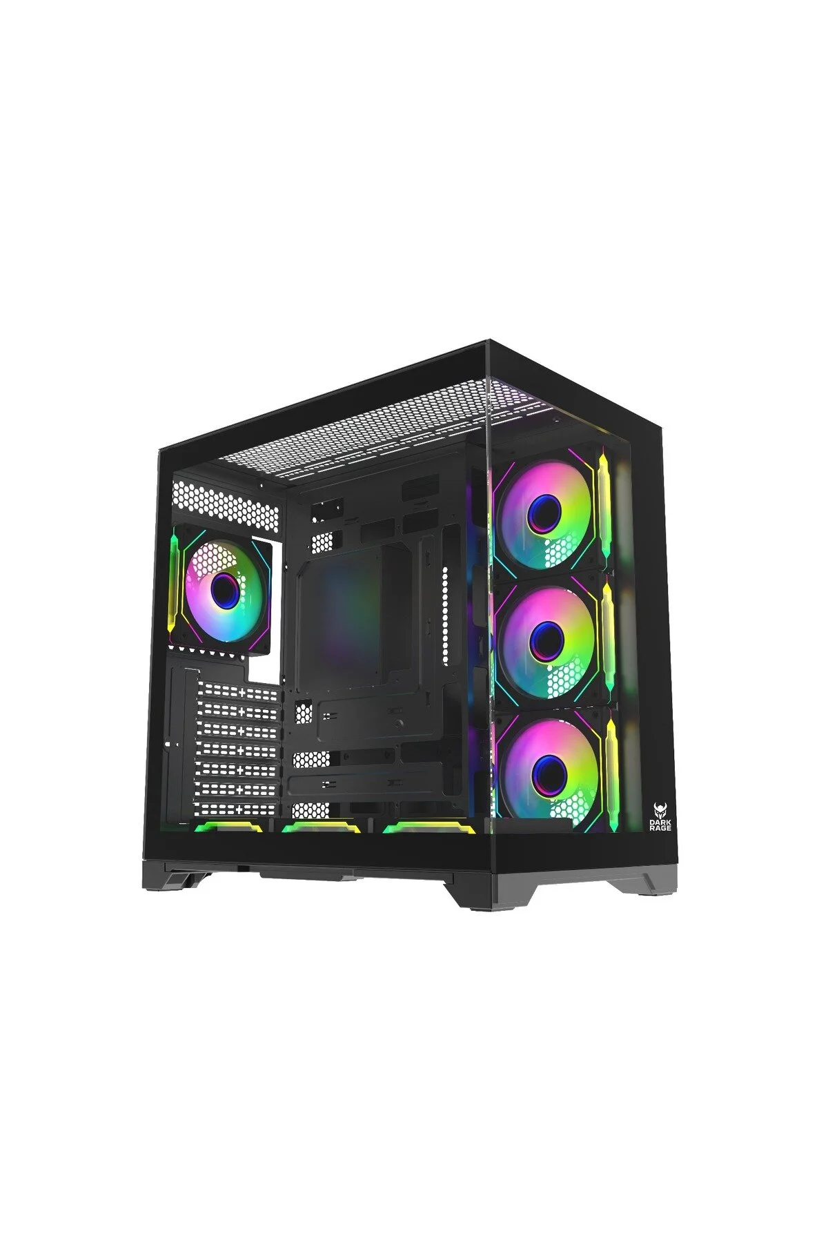Siyah RGB 7 Fanlı Gaming Akvaryum Kasa – 7x120mm, Type-C